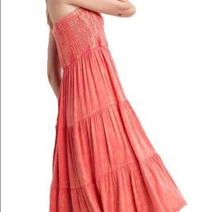 Coral Halter Midi Dress